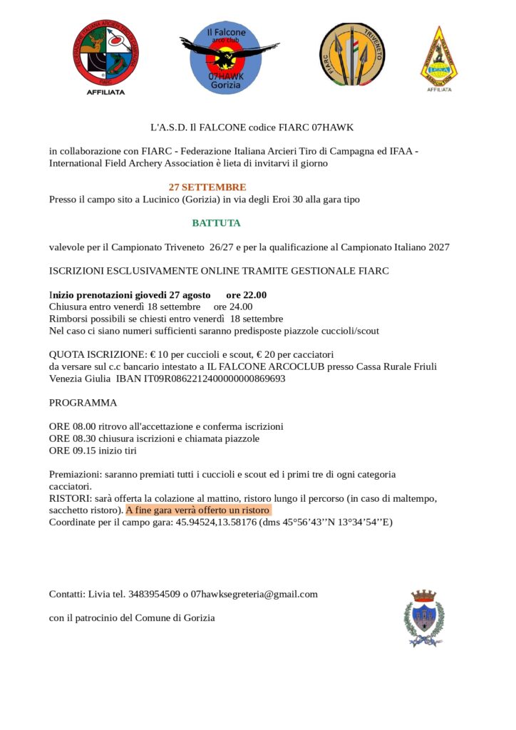 Invito gara Battuta - 07HAWK - 27 settembre